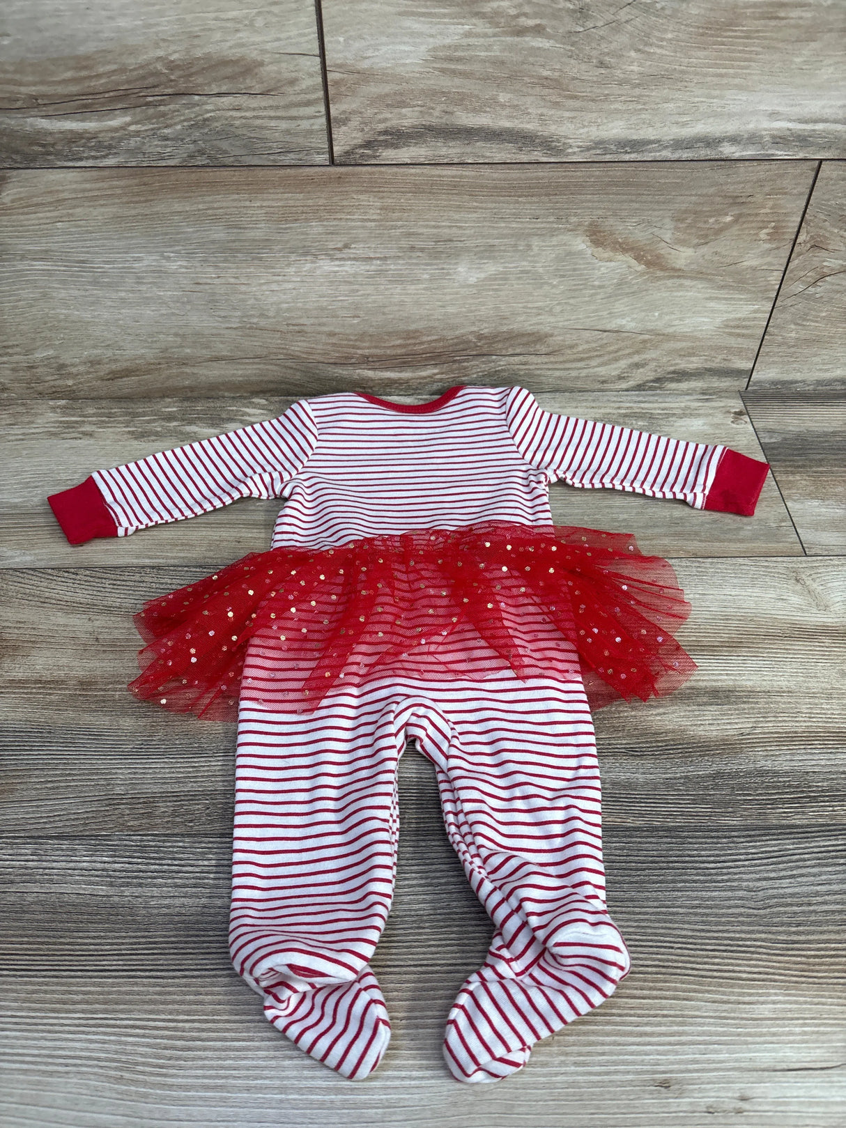 Wanderling My First Christmas Striped Tutu Bodysuit White sz 0-3m