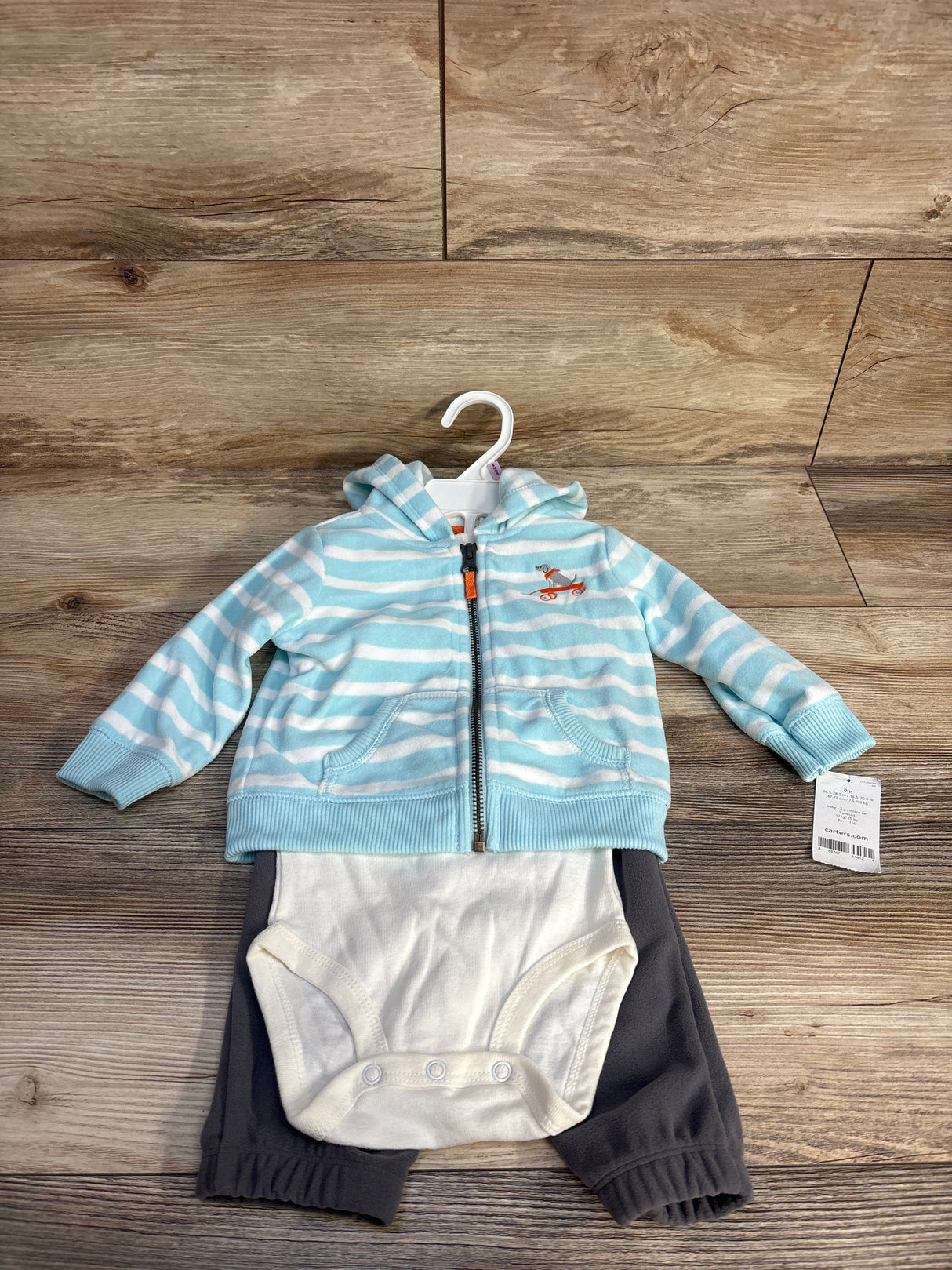 NEW Carter's 3pc Striped Full Zip Hoodie Set Blue sz 9m