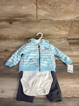 NEW Carter's 3pc Striped Full Zip Hoodie Set Blue sz 9m