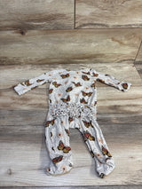 Caden Lane Bamboo Butterfly Kisses Zipper Footie Ivory sz 0-3m