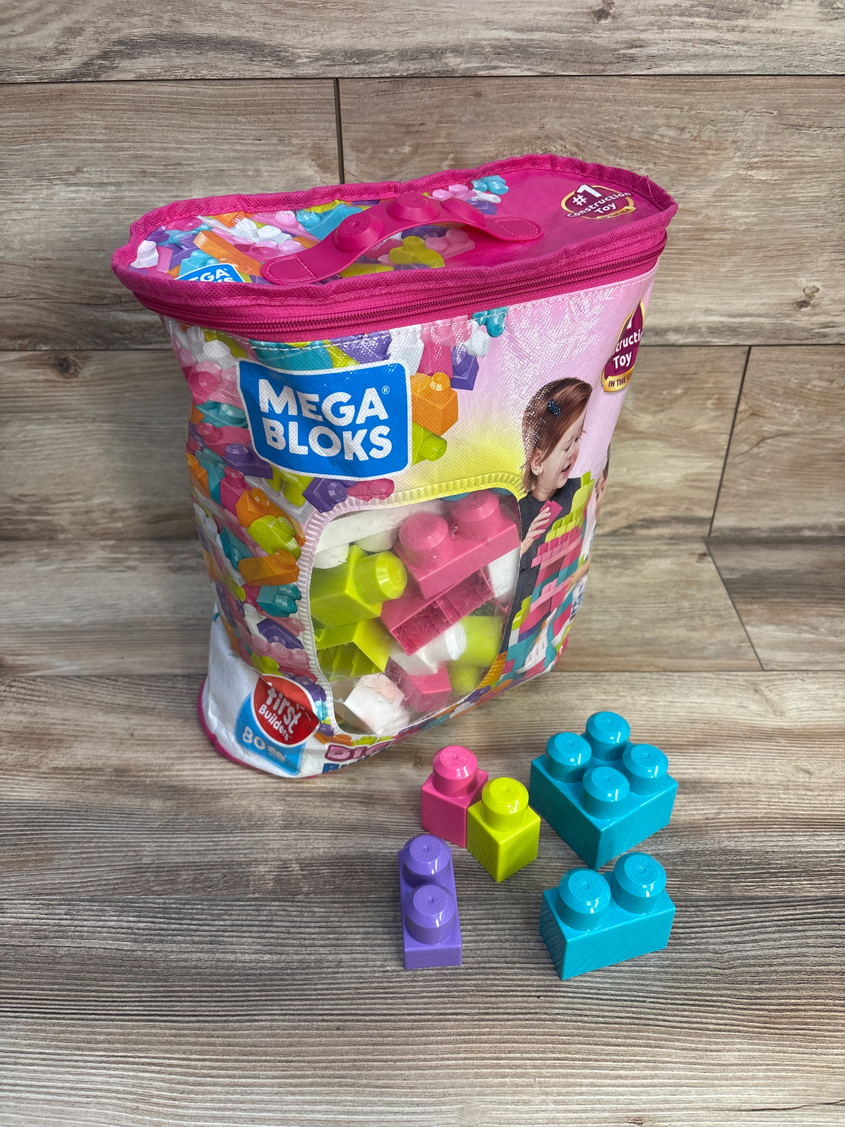 Mega Bloks First Builders Big Building Bag, 80-Piece Set Pink