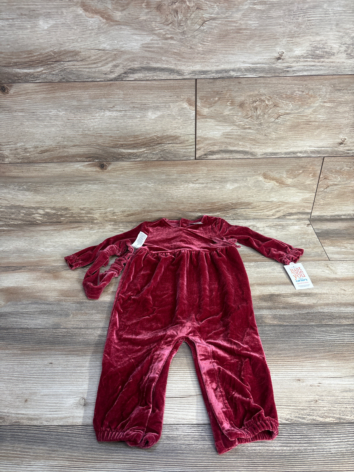 NEW Just One You 2pc Set Velvet Coverall & Headband Red sz 12m