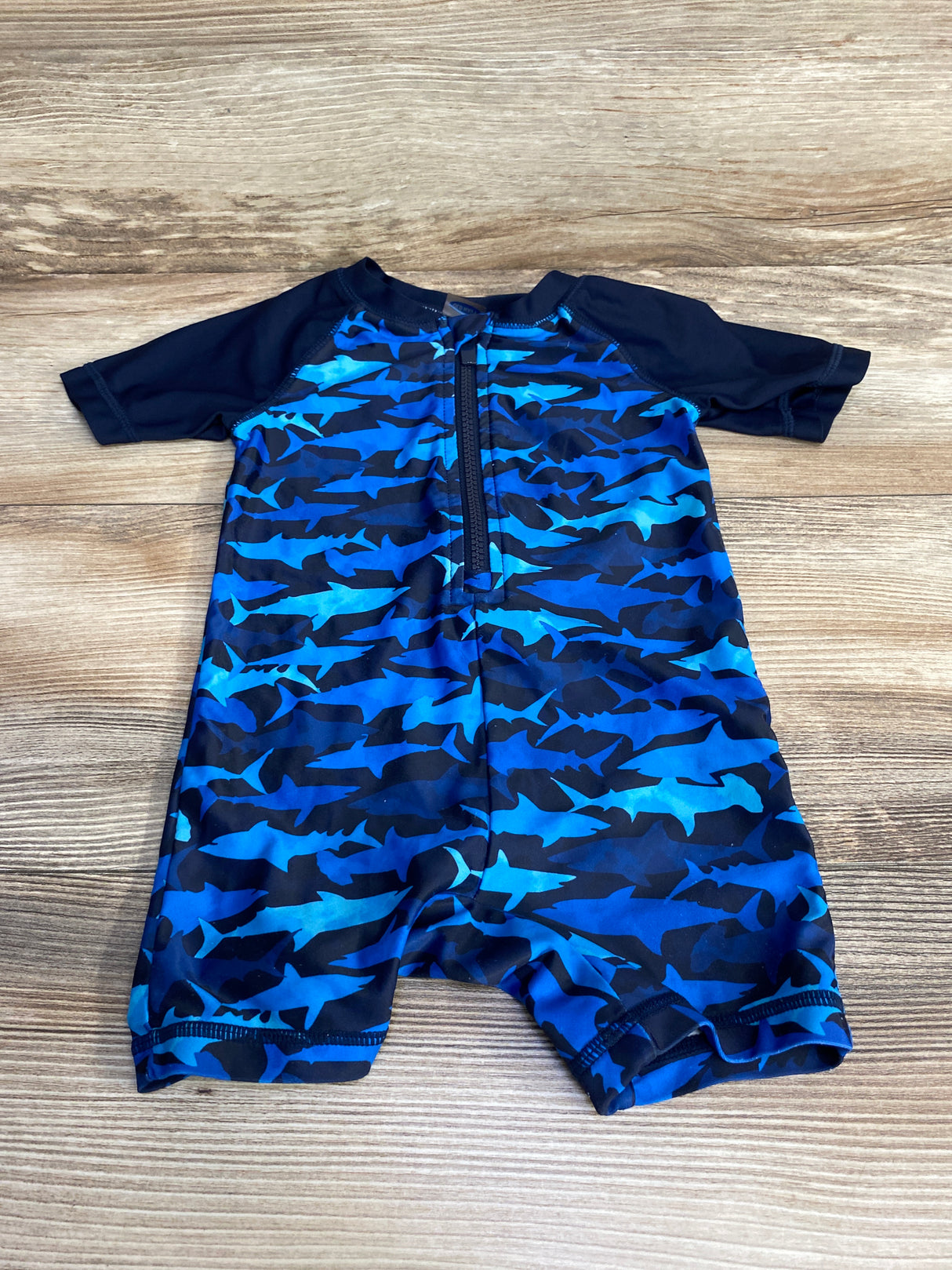 Old Navy 1pc Shark Rashguard Swim Navy sz 12-18m