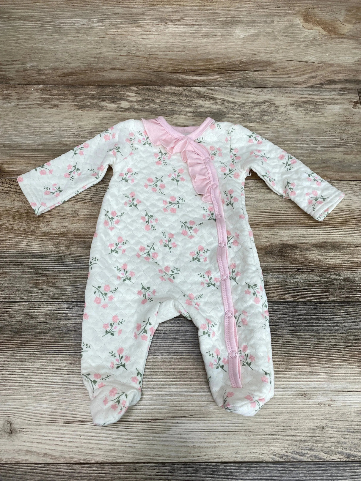 Mini Bean Floral Ruffle Sleeper White sz 0-3m