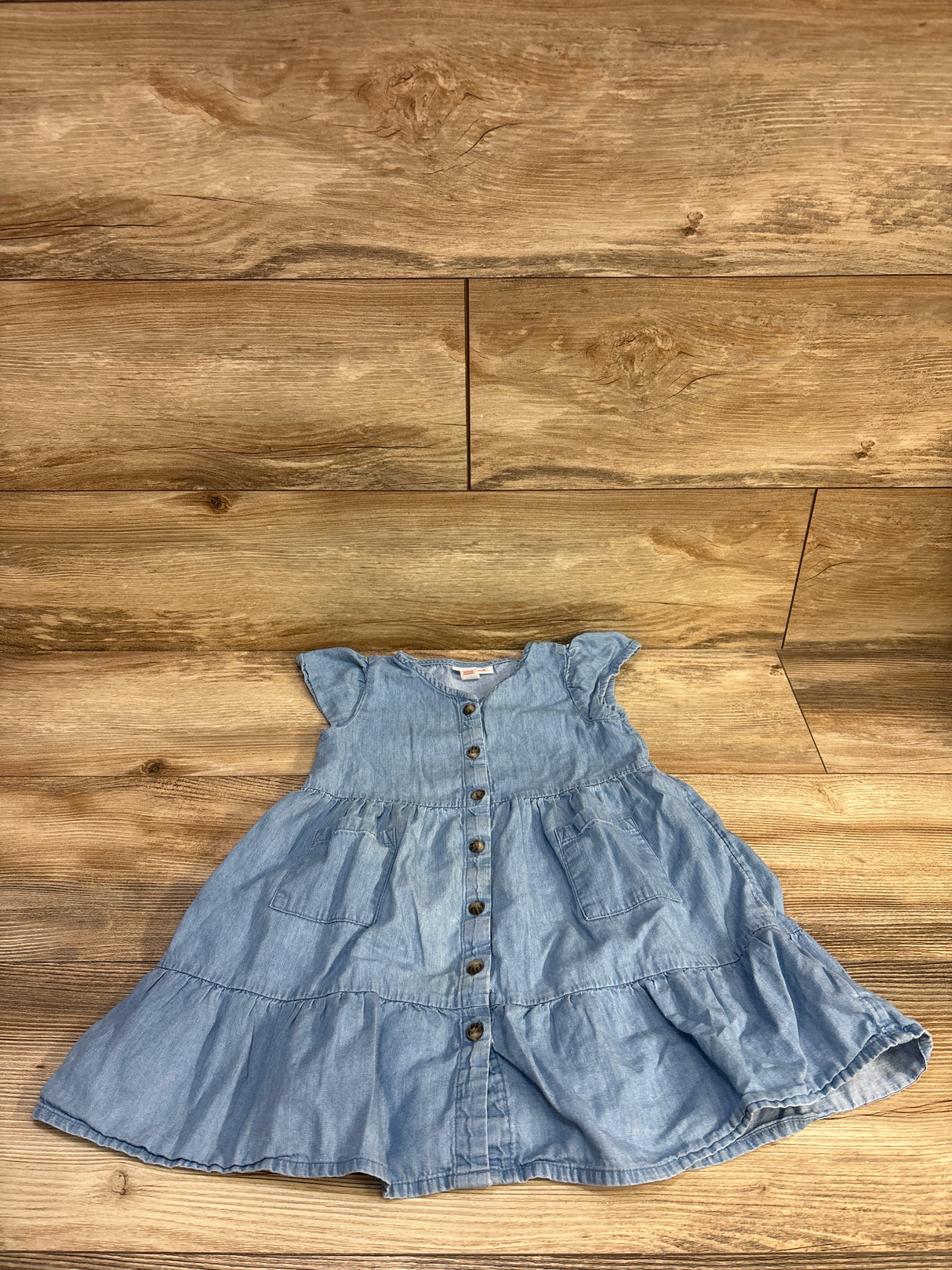 Cat & Jack Chambray Button-Front Dress Blue sz 3T