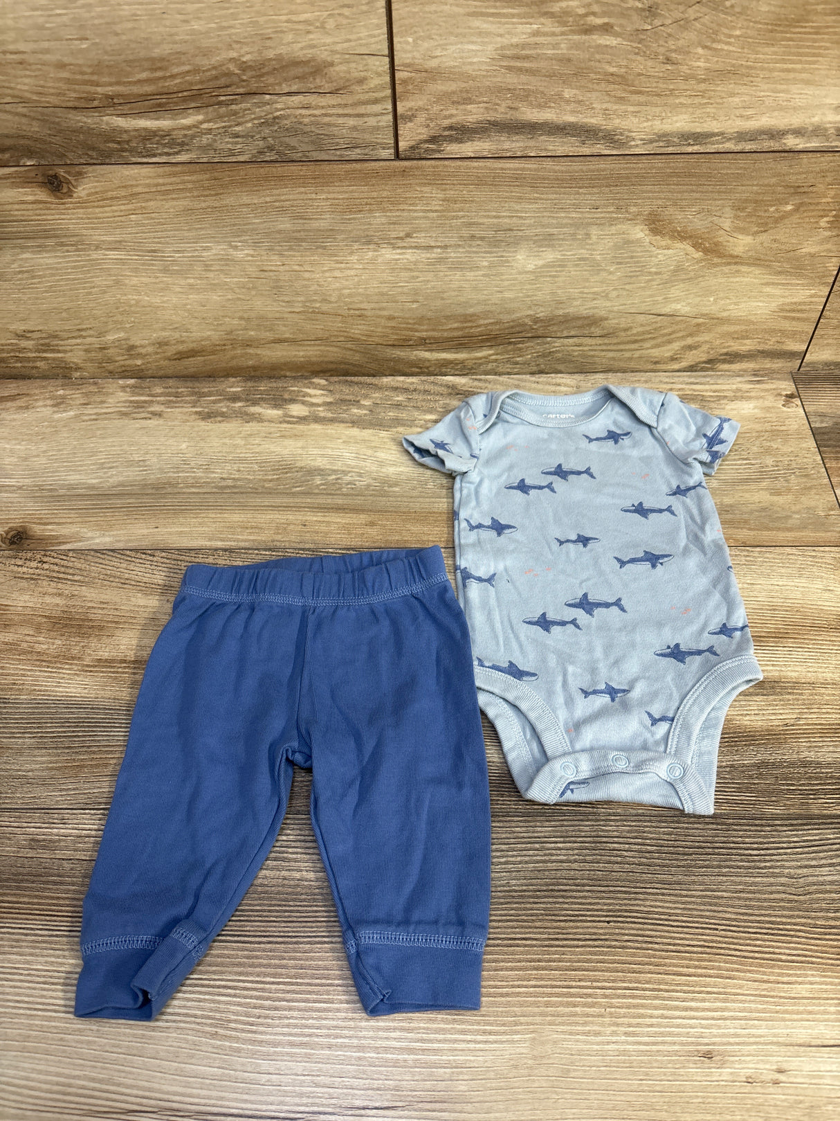 Just One You 2pc Shark Bodysuit & Pants Set Blue sz 3m