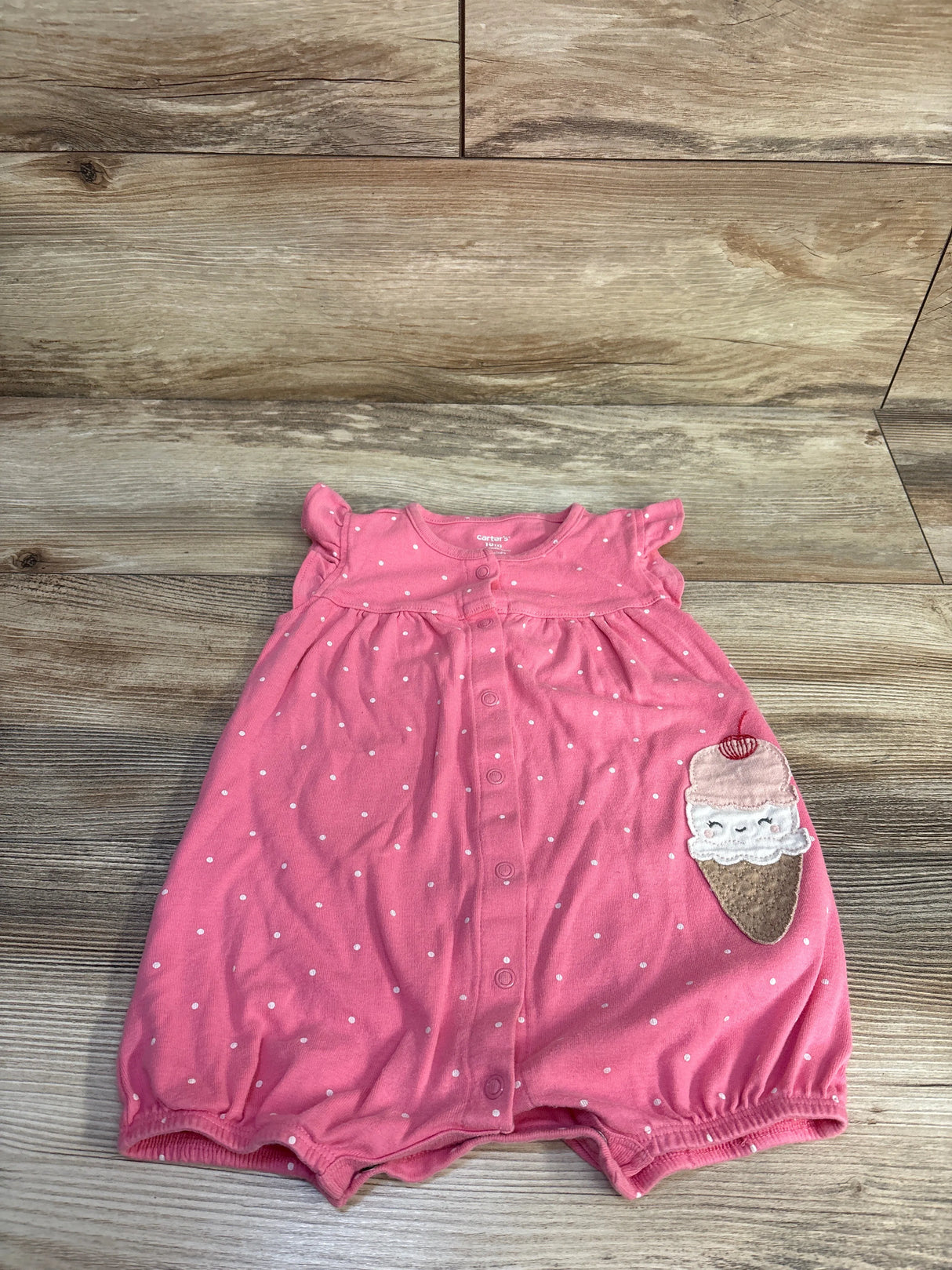 Carter's Button Front Shortie Romper Pink sz 18m
