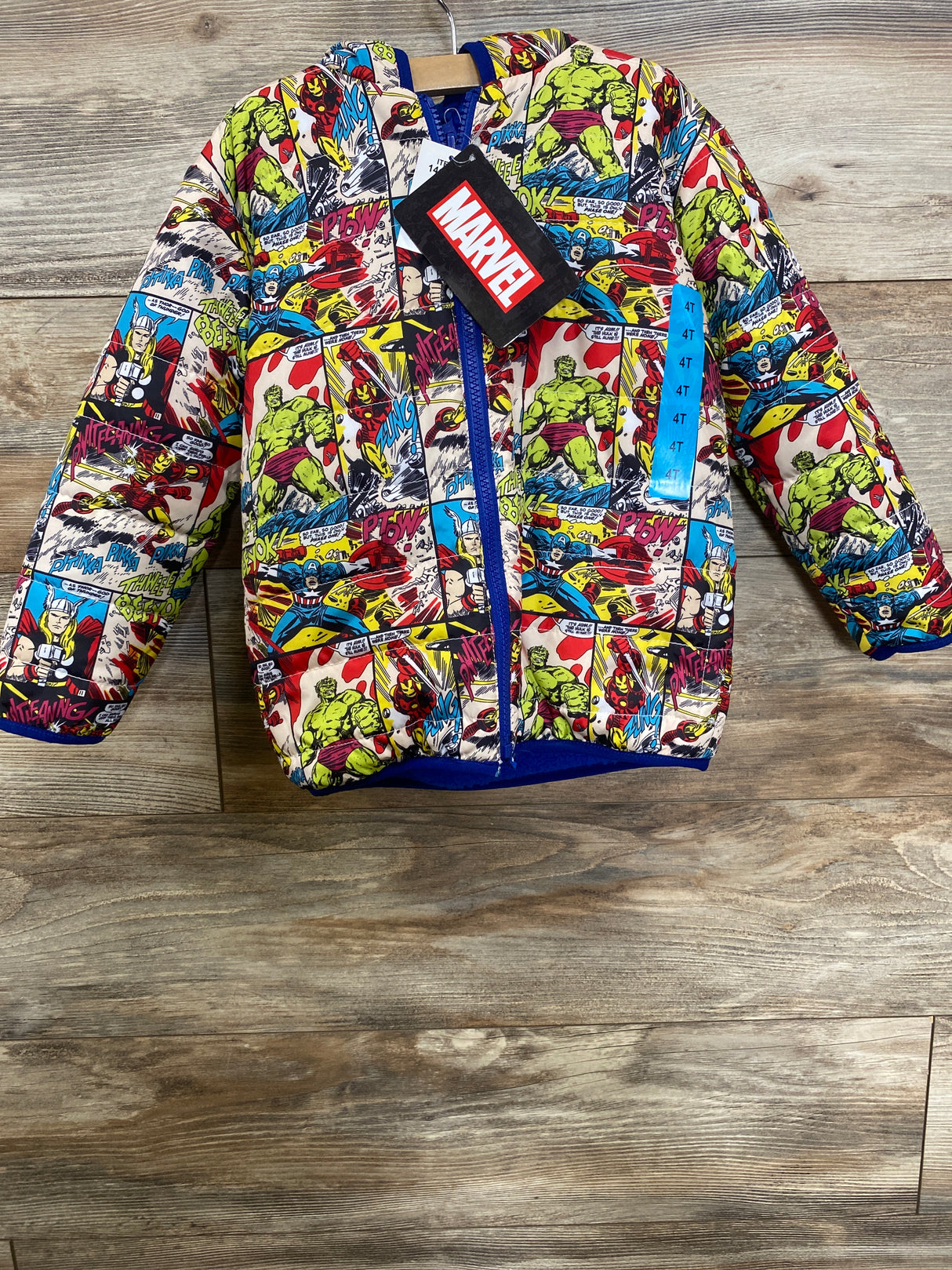 NEW Marvel Avengers Reversable Sherpa Lined Puffer Jacket Multicolored sz 4T