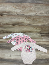 Disney Baby 3pk Long Sleeve Minnie Mouse Bodysuits Pink sz 3-6m