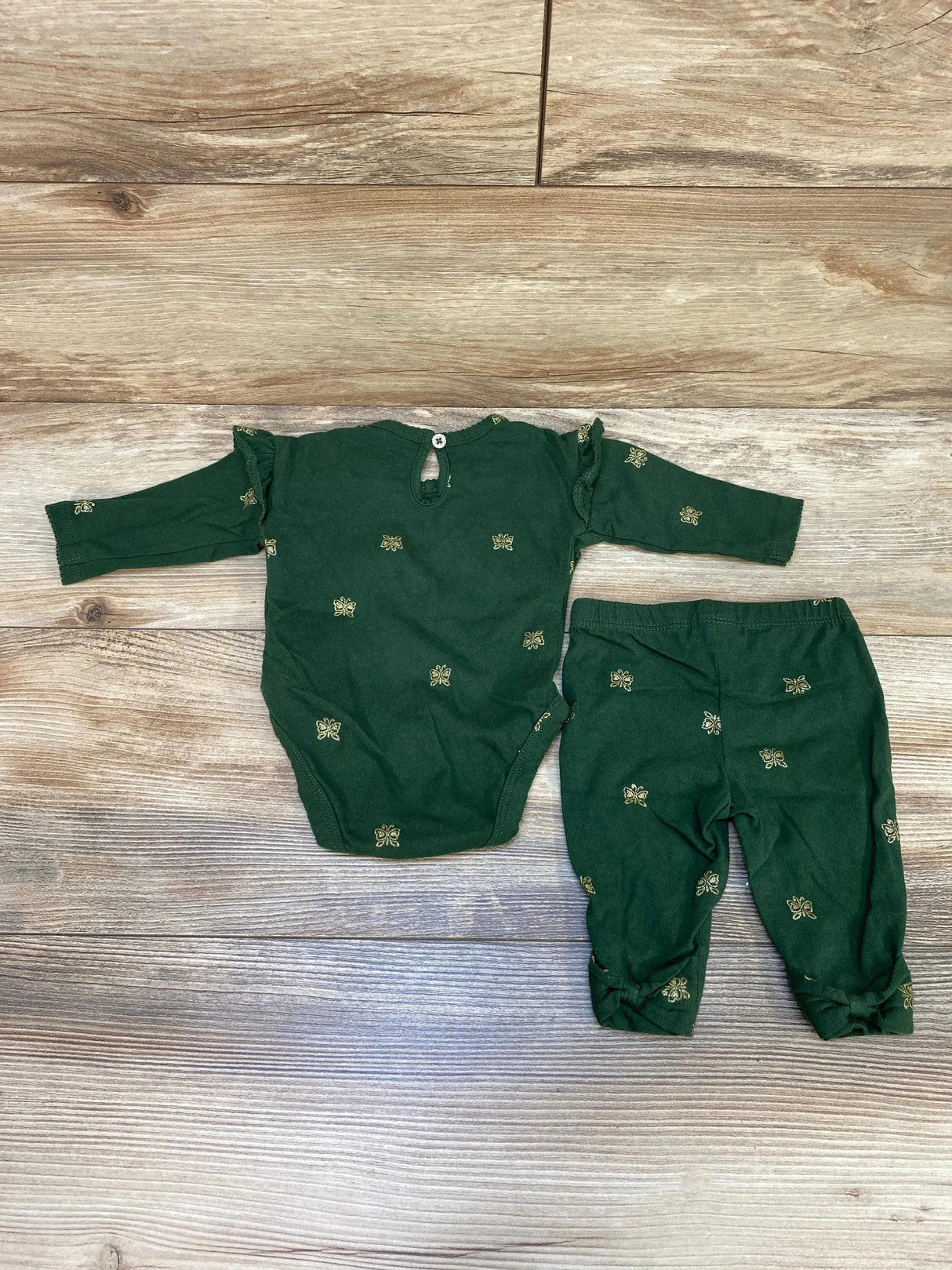 Carter's 2pc Butterfly Print Bodysuit & Pants Green sz 3m