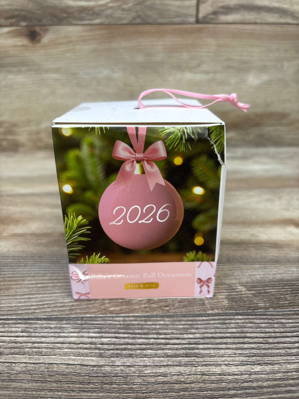 NEW Kate & Milo Ceramic Ball Ornament - My First Christmas 2026 Pink
