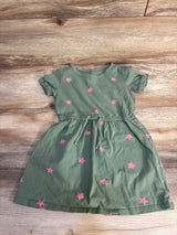 Baby Gap Star Print Sinched Waist Dress Olive sz 4-5T