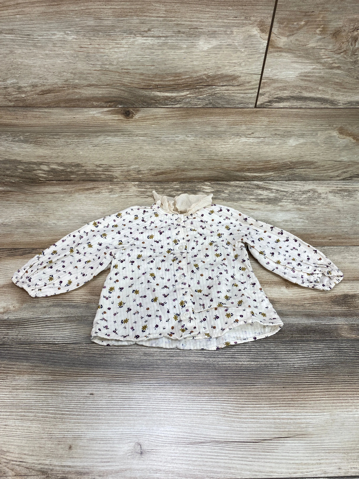 Zara Floral Button Down Top Ivory sz 12-18m