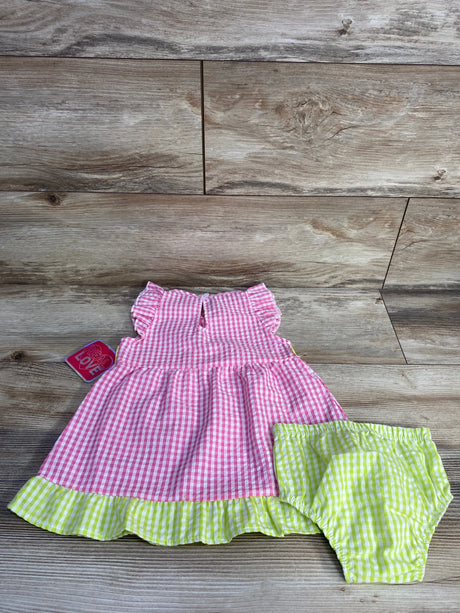 NEW Real Love 2pc Gingham Dress & Bloomers Pink sz 12m - Me n Mommy To Be