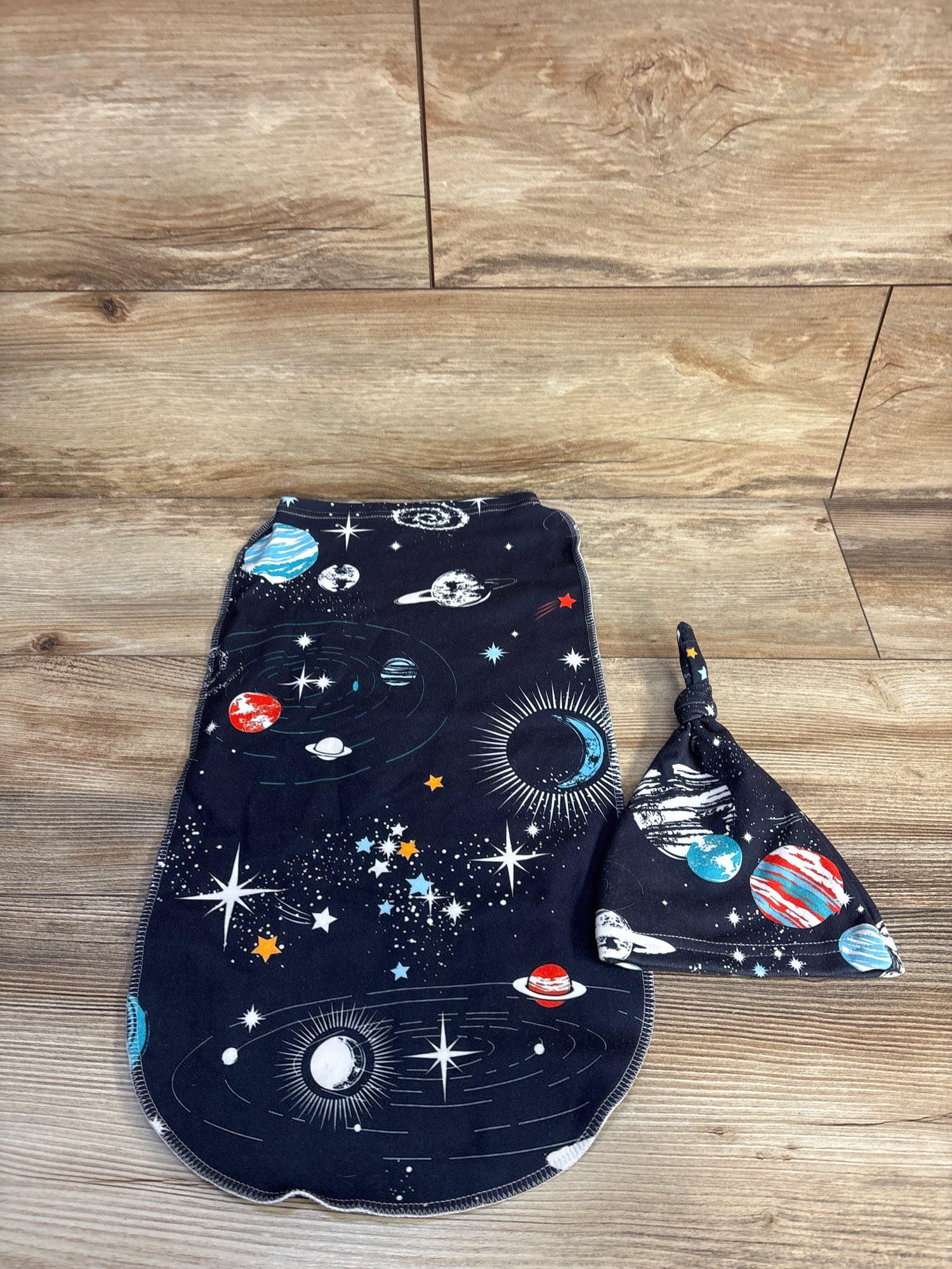 Osvbs 2pc Galaxy Swaddle & Hat Set Navy sz 0-6m