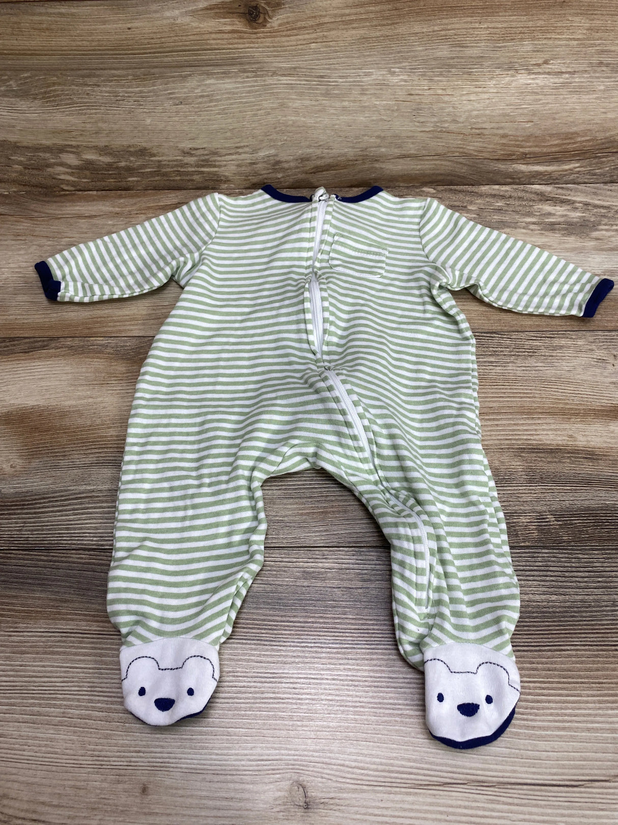 Little Me Striped Sleeper Green sz 6m