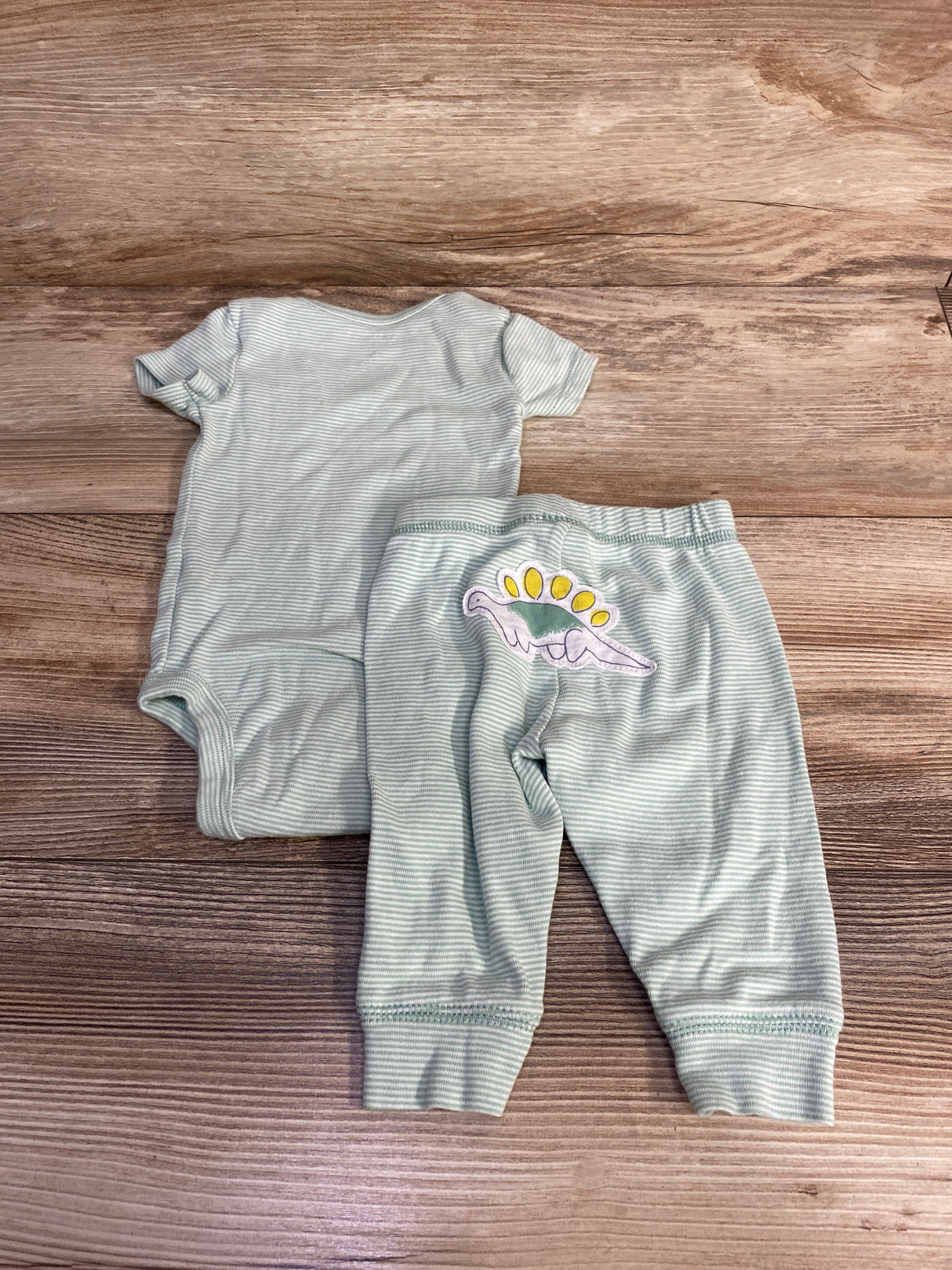Just One You 2pc Striped Bodysuit & Pants Green sz 3m