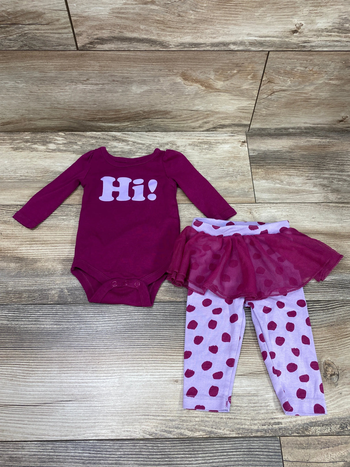 Okie Dokie 2pc Hi! Bodysuit & Leggings Purple sz 3m