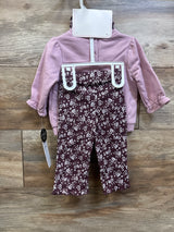 NEW Nicole Miller 3pc Embroidered Sweatshirt, Leggings, & Headband Set Pink sz 3/6m