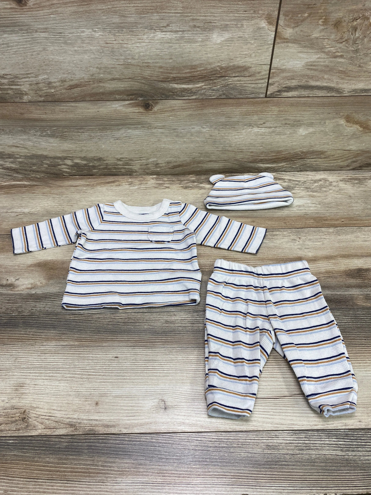 Child Of Mine 3pc Striped Shirt & Pants Set White sz 0-3m