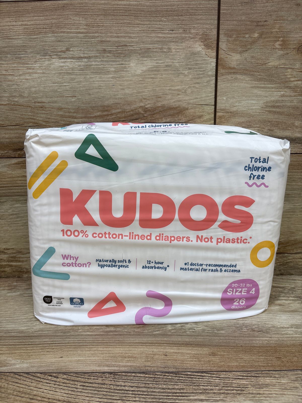 NEW Kudos Chlorine-Free Cotton-Lined Diapers Size 4 26ct