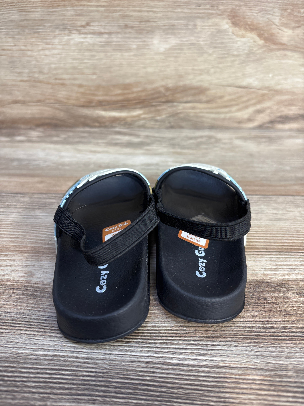 Cozy Cub Dinosaur Slide Sandals Black sz 6.5c