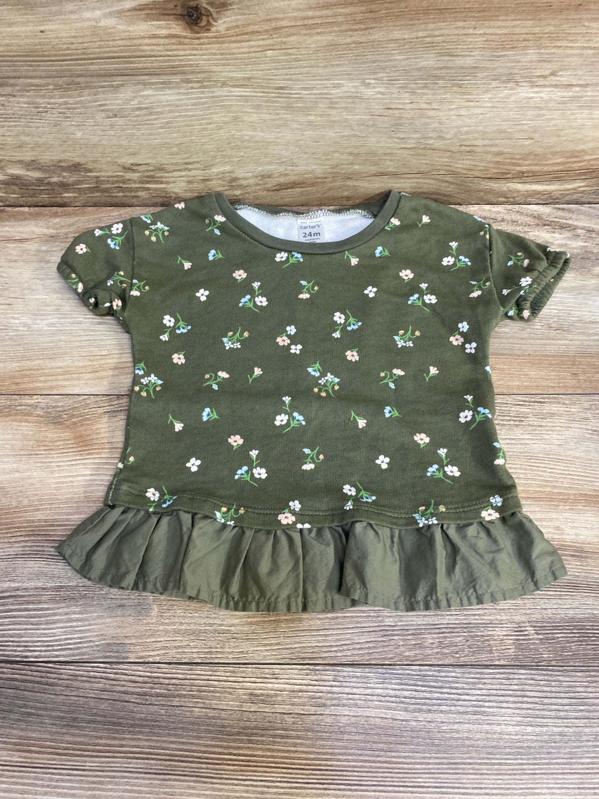 Carter's Floral Peplum Shirt Green sz 24m - Me n Mommy To Be
