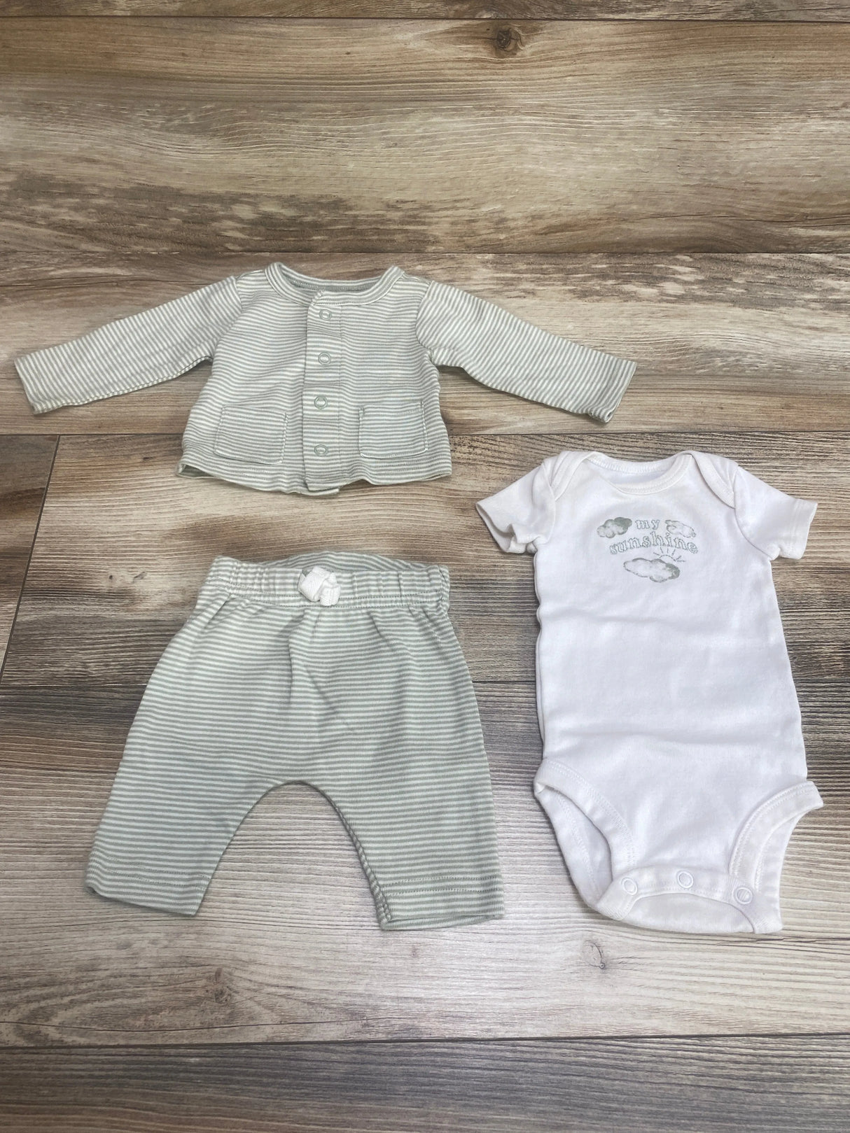 Carter's 3pc My Sunshine Bodysuit Set Green/White sz Newborn