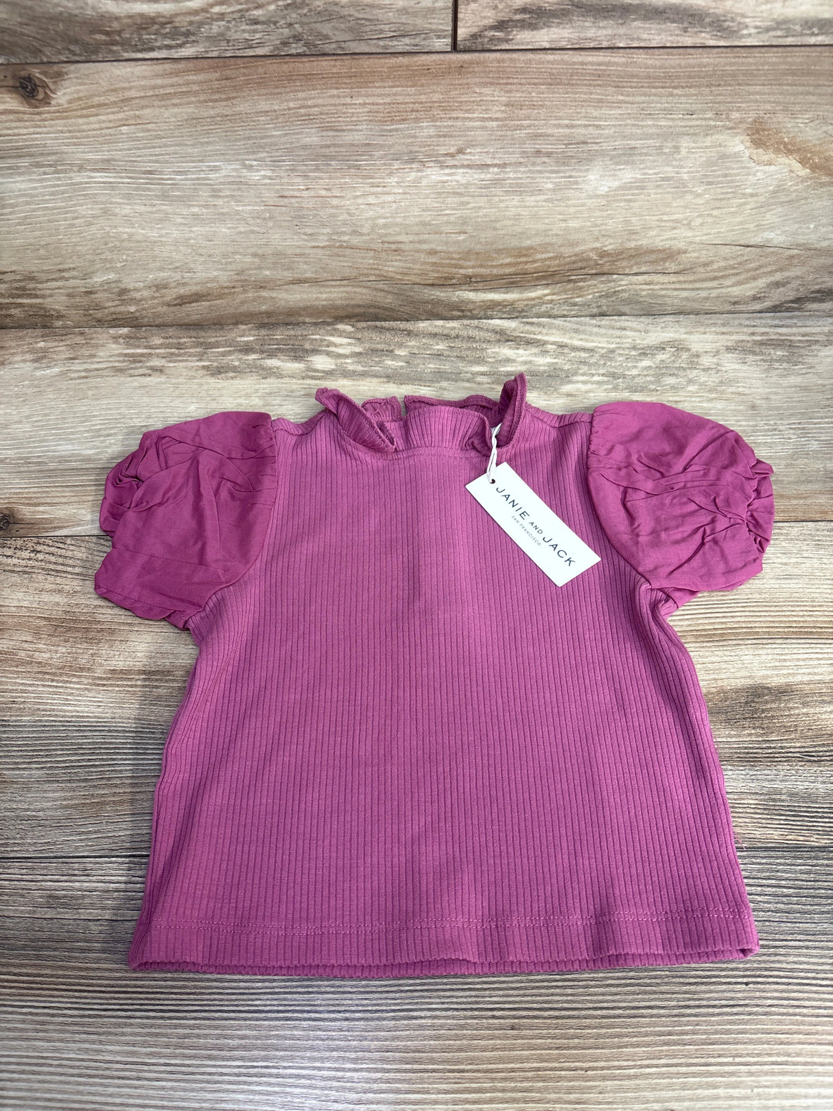 NEW Janie & Jack Ribbed Bubble Sleeve Top Pink sz 4T