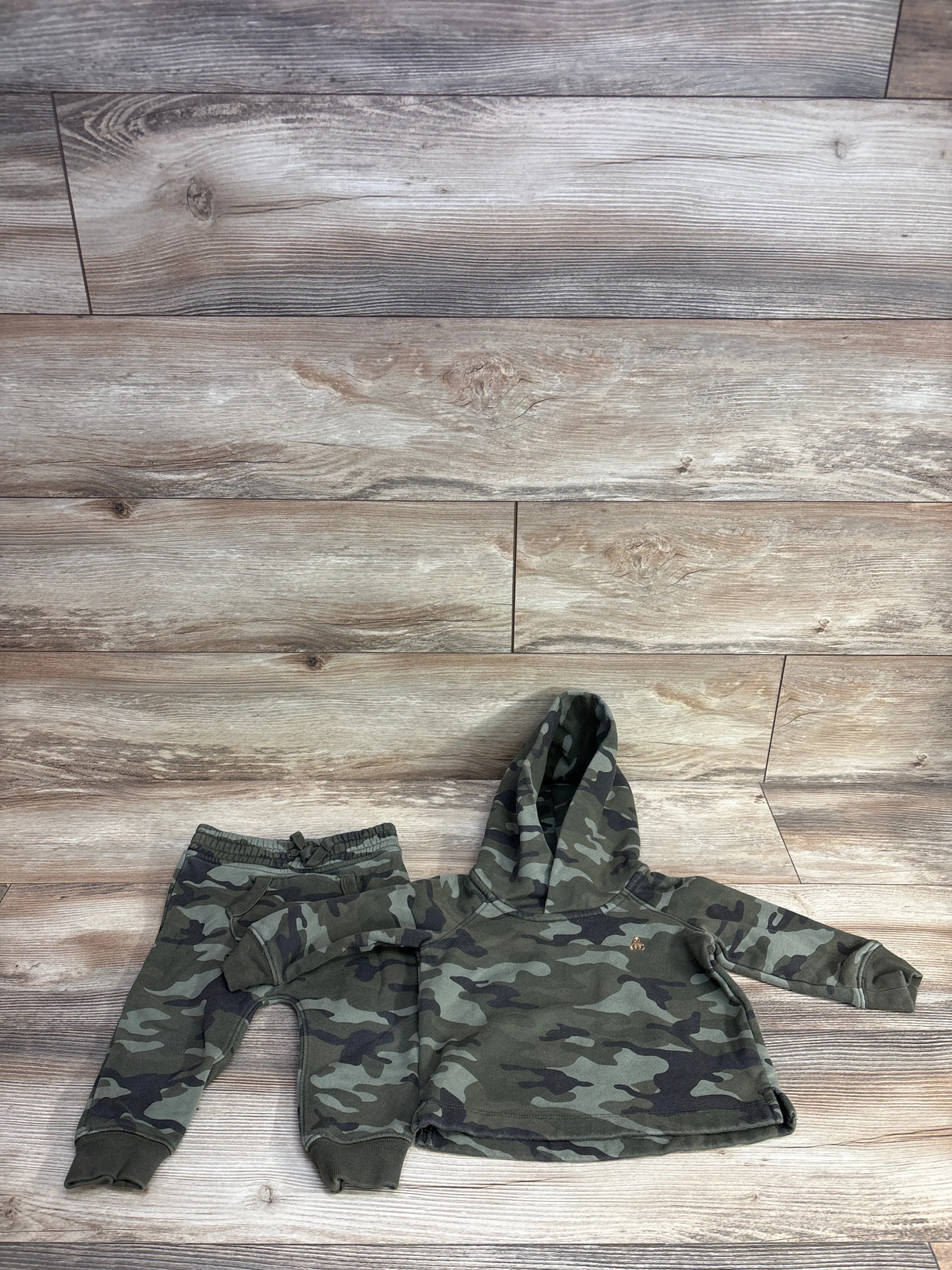 Baby Gap 2pc Camo Pull Over Hoodie & Joggers Set Green sz 12-18m