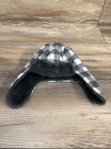 HB Fleece Trapper Hat Grey Plaid sz 0-6m