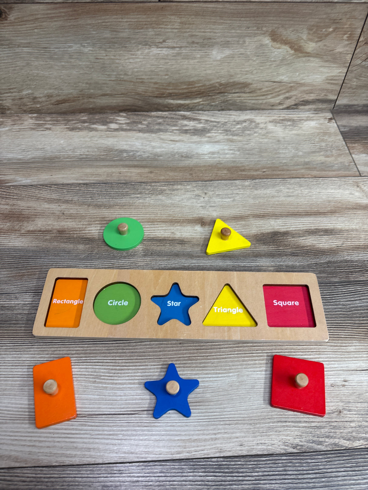 QODOFLR First Jumbo Knob Wooden Shape Puzzle