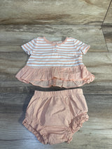 Baby Gap 2pc Striped Peplum Top & Bloomers Set Peach sz 0-3m
