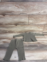 Mudpie Waffle Knit 2pc Long Sleeve Shirt & Pants Green sz 6-9m