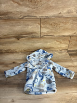 DreamGro Plush Dinosaur Print Bath Robe Blue sz 0-9m