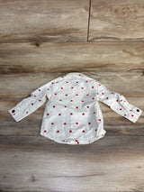 Cat & Jack Heart Print Button Up Shirt White sz 12m