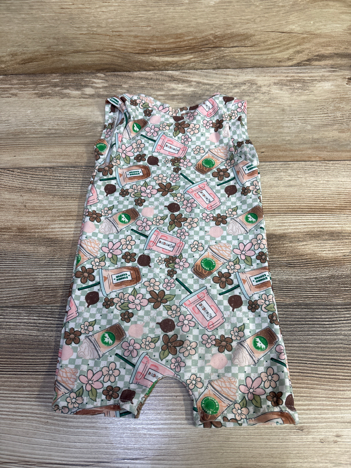 Ken & Co Coffee Shortie Romper Green sz 9-12m