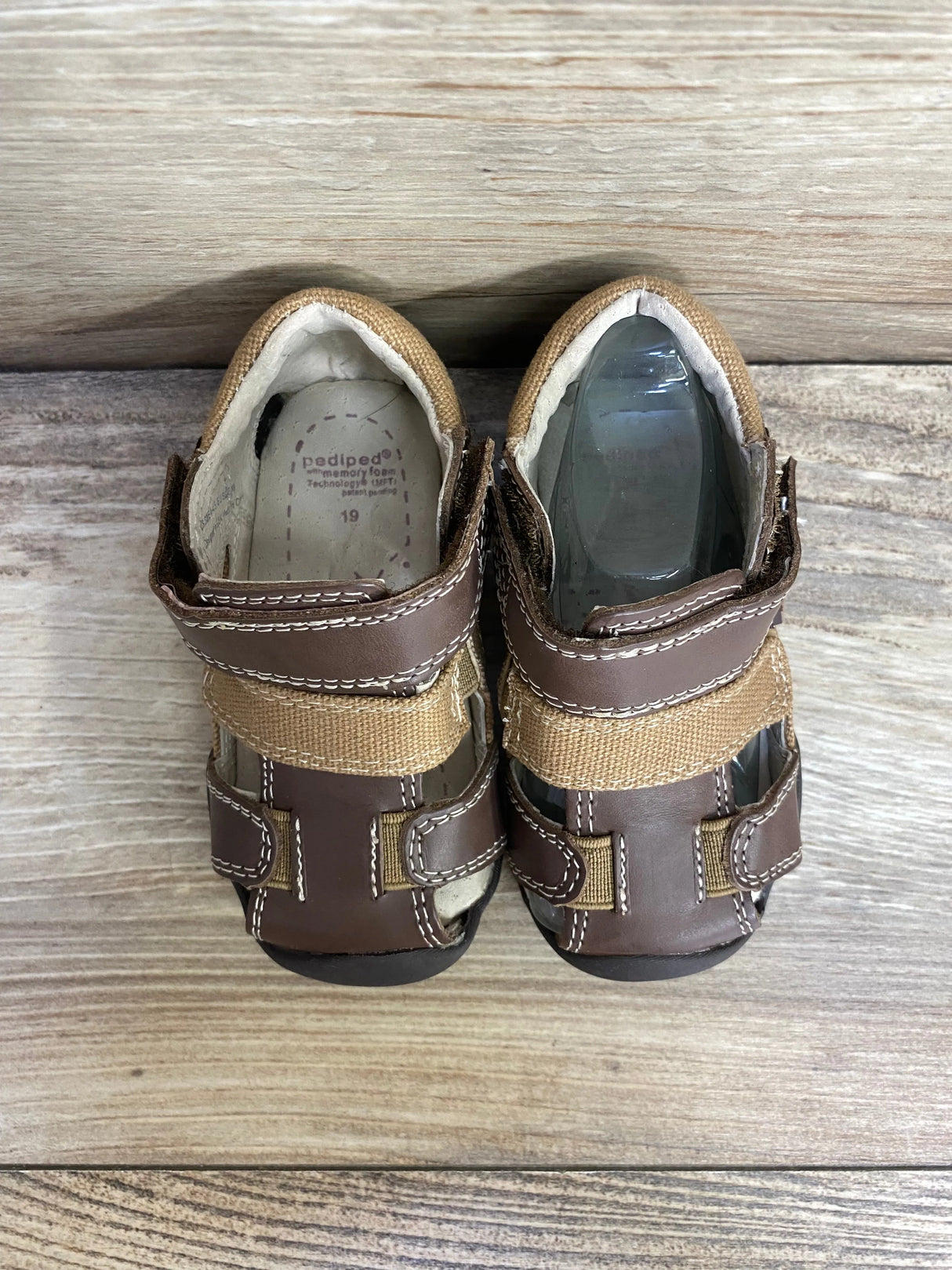 Pediped Grip 'n' Go Joshua Brown Sandals sz 4-4.5c