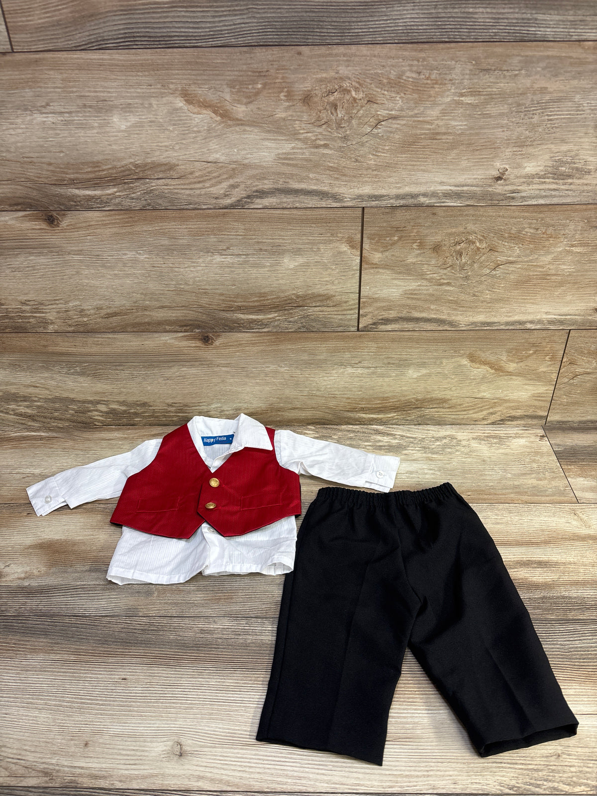 Happy Fella 3pc Suit Vest, Shirt, & Dress Pants Set White sz 6/9m