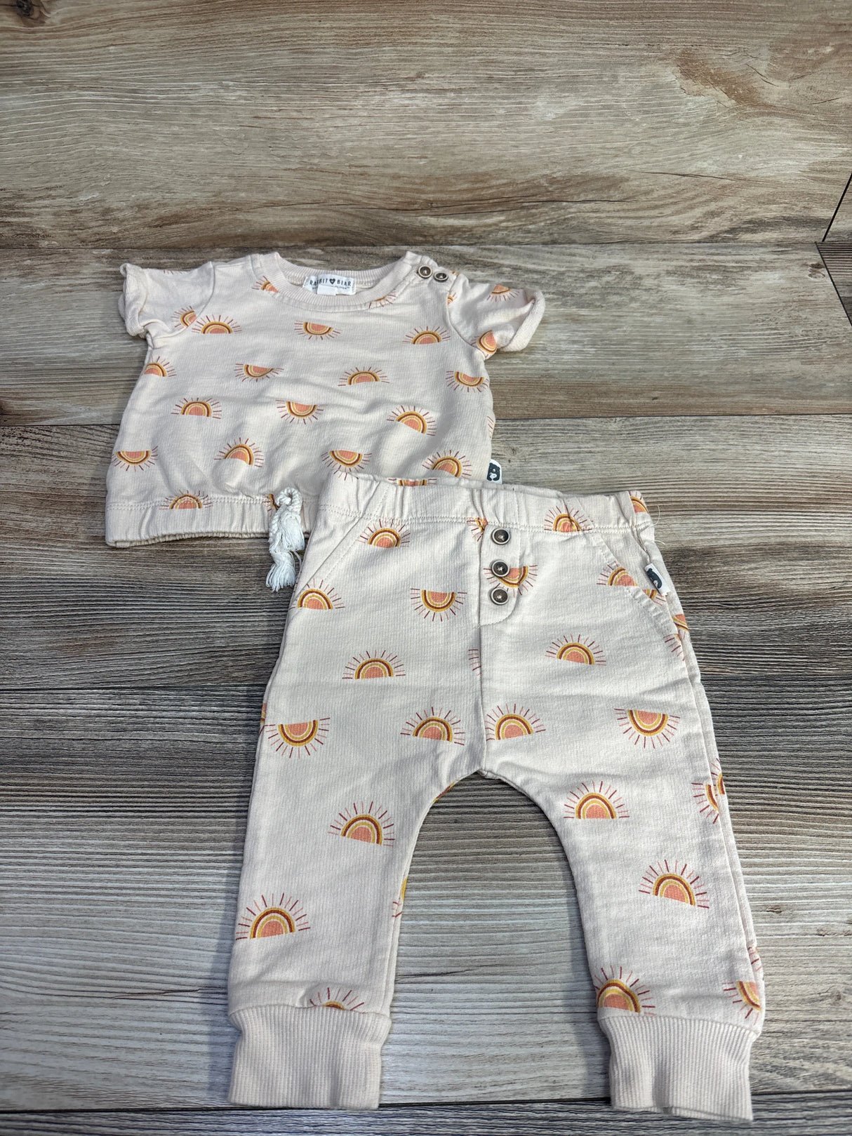 Rabbit + Bear 2pc Sunshine Shirt & Pants Beige sz 3-6m - Me n Mommy To Be
