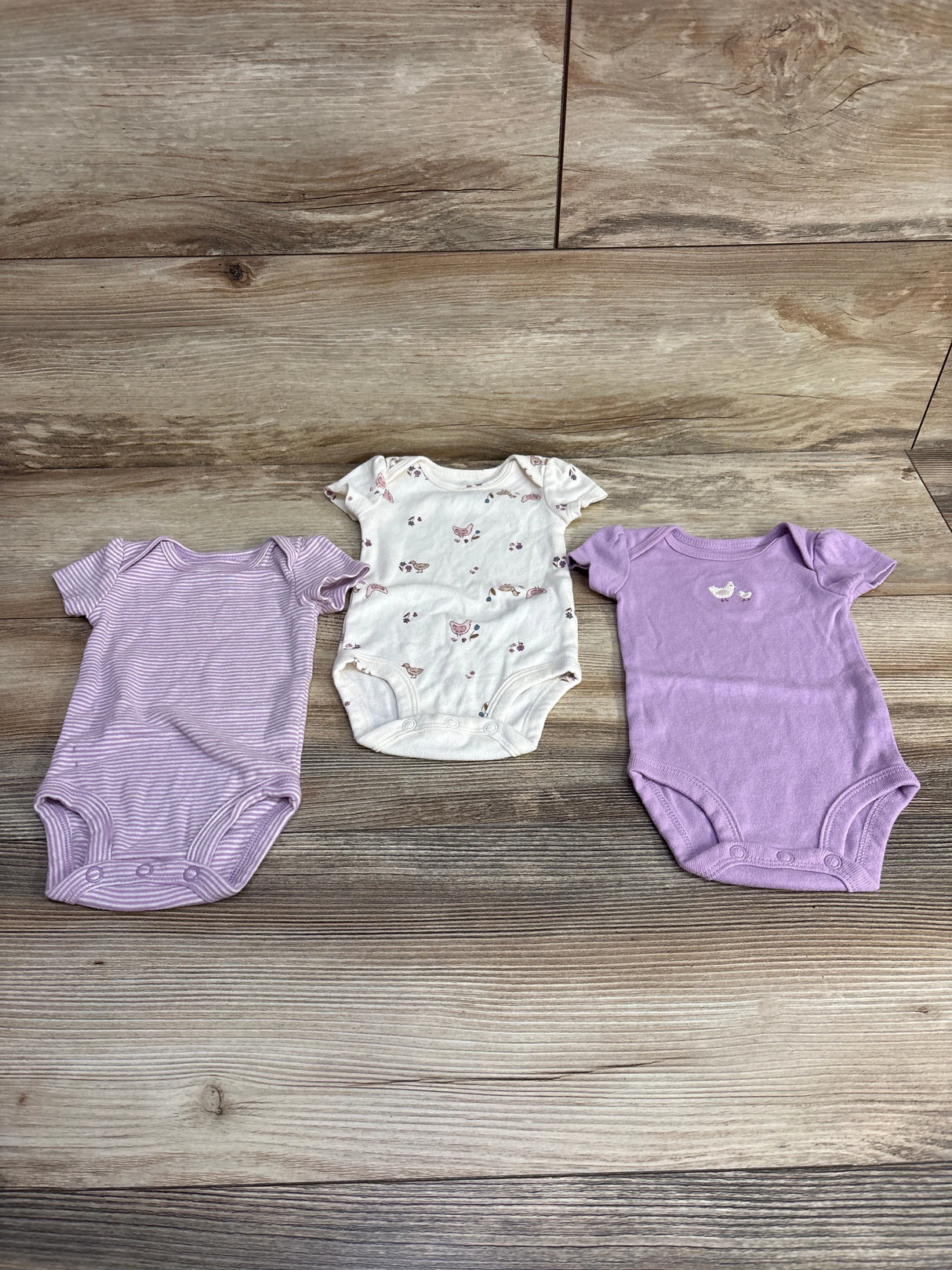 Carter's 3pk Striped Bodysuit Set Lilac sz Newborn