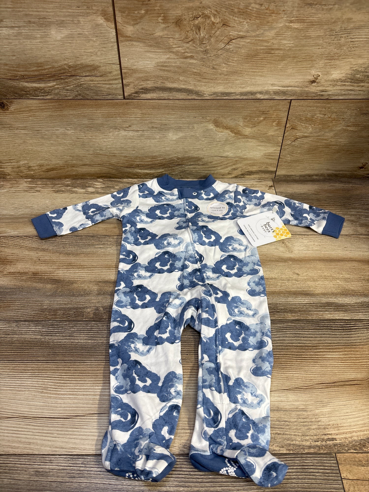NEW Burt's Bees Baby Cloud Print Sleeper White sz 3-6m