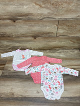 Hudson Baby 3pk Long Sleeve Bodysuit Set Pink sz 0-3m
