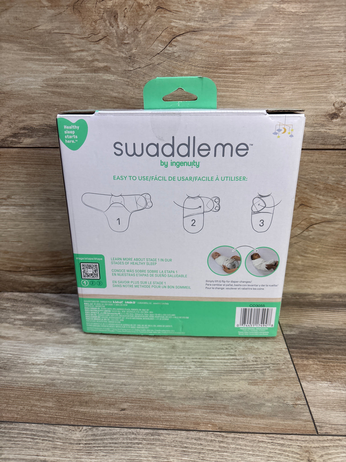 NEW SwaddleMe by Ingenuity Monogram Collection Swaddle Wraps - 3pk White sz 0-3m