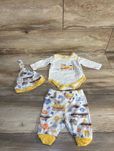 Shein 3pc Train Bodysuit & Pants Set White sz 0-1m