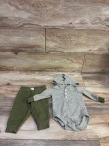 Carter's 2pc Hooded Bodysuit & Pants Set Green sz 6m