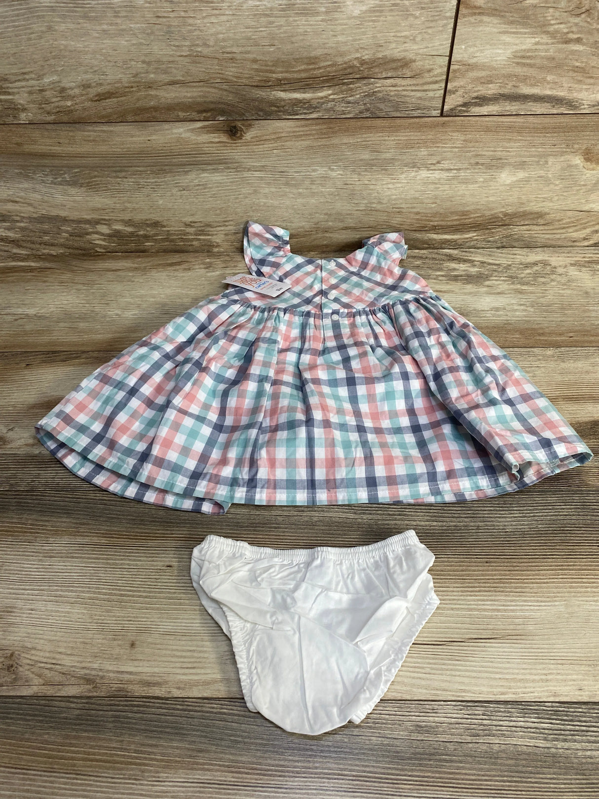 NEW Just One You 2pc Plaid Dress & Bloomers White sz 12m