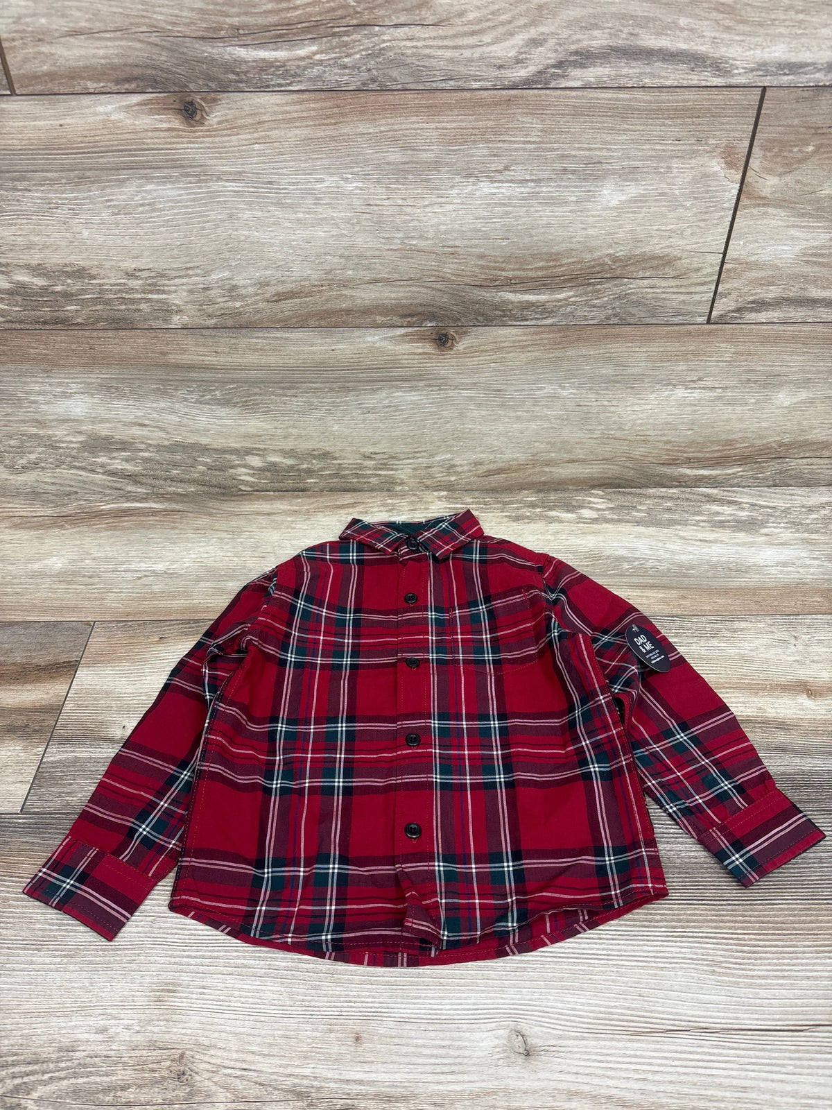 NEW Children's Place Christmas Plaid Button-Up Shirt Red sz 2T