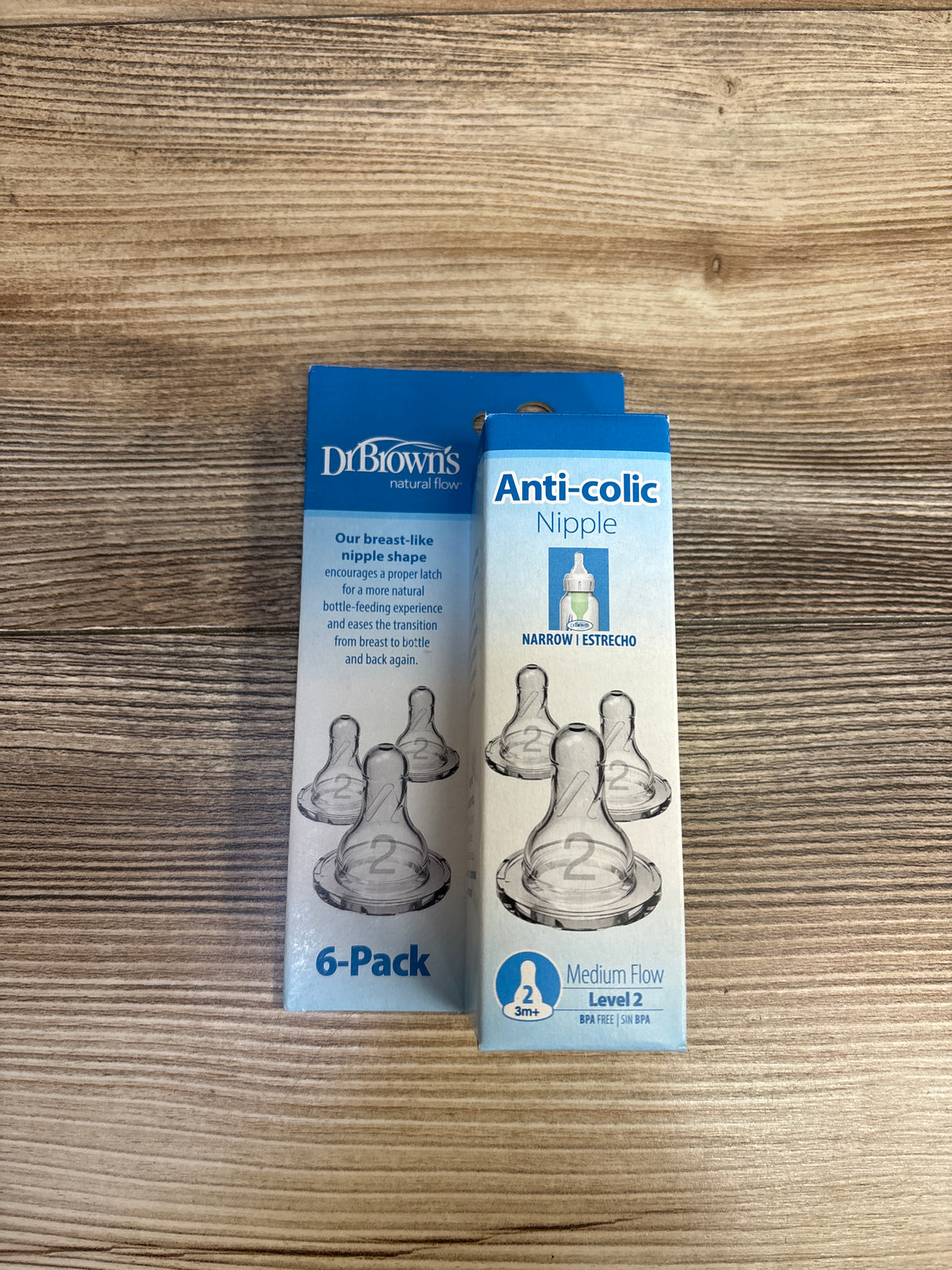 NEW Dr. Brown's Level 2 Narrow Baby Bottle Silicone Nipple, Medium Flow 6pk