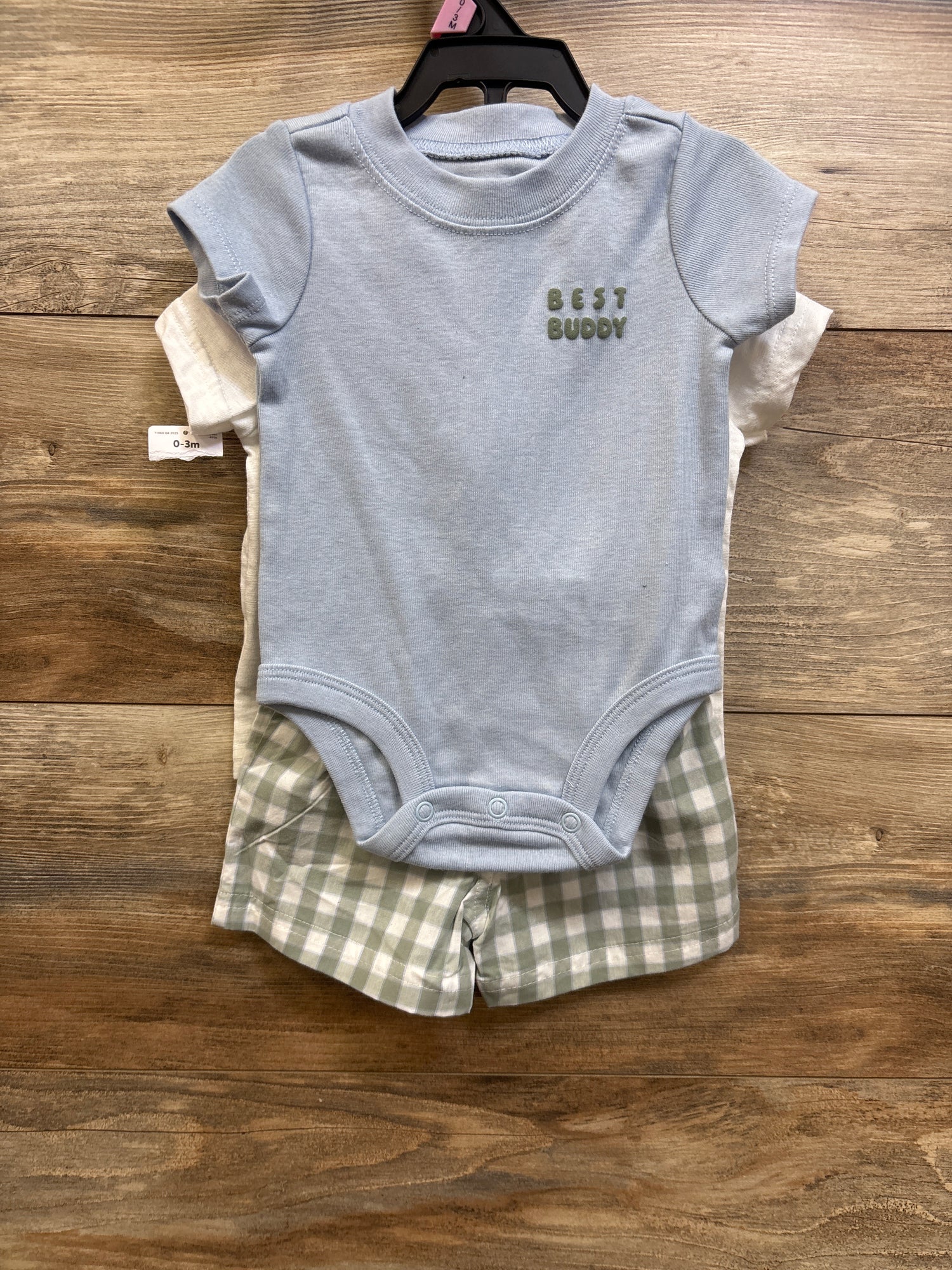 NEW Child Of Mine 3pc Bodysuit, Shirt & Shorts Set Blue sz 0-3m